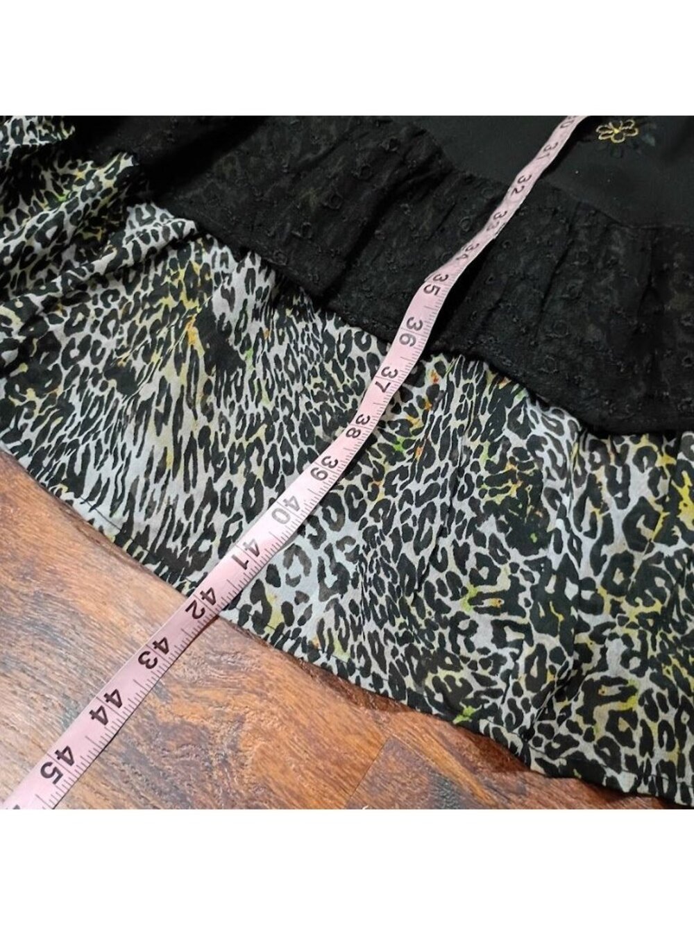 Raya Sun XL Black Boho Embroidered Dress Leopard Whimsy Artsey - Picture 7 of 13